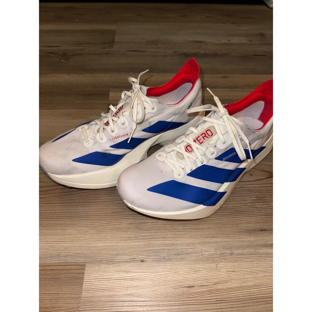 Adidas Adizero Adios Pro 4 Mens Running Shoes Size 9 White Blue Red Marathon